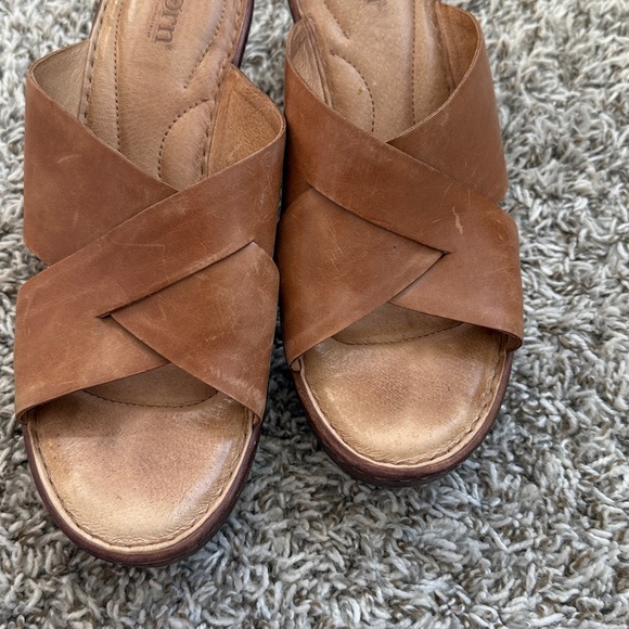Born Coney Sandals Heel Leather Brown size 10 - Picture 8 of 9